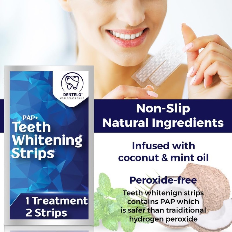 DENTELO Professional Teeth Whitening Strips,42 Non-Sensitive, Safe for Enamel, Anti