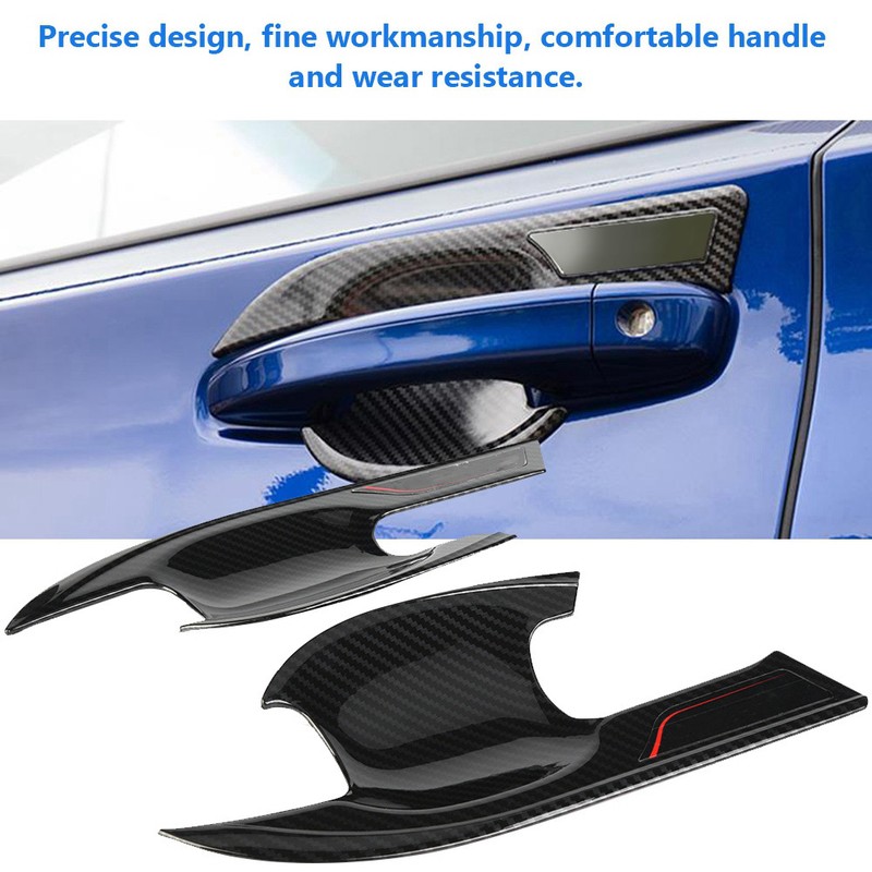 4pcs Carbon Fiber Style External Outer Door Bowl Handle Cover