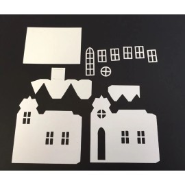 Sizzix Tim Holtz Village Die Cuts * Village Brownstone * White Cardstock * One Set - White Cardstock