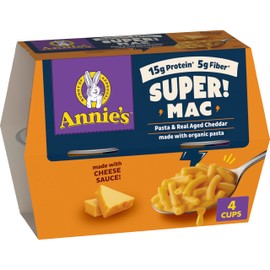 Annie's Super! Mac Microwave Pasta and Real Aged Cheddar Cups, 4 Ct, 11.44 oz
