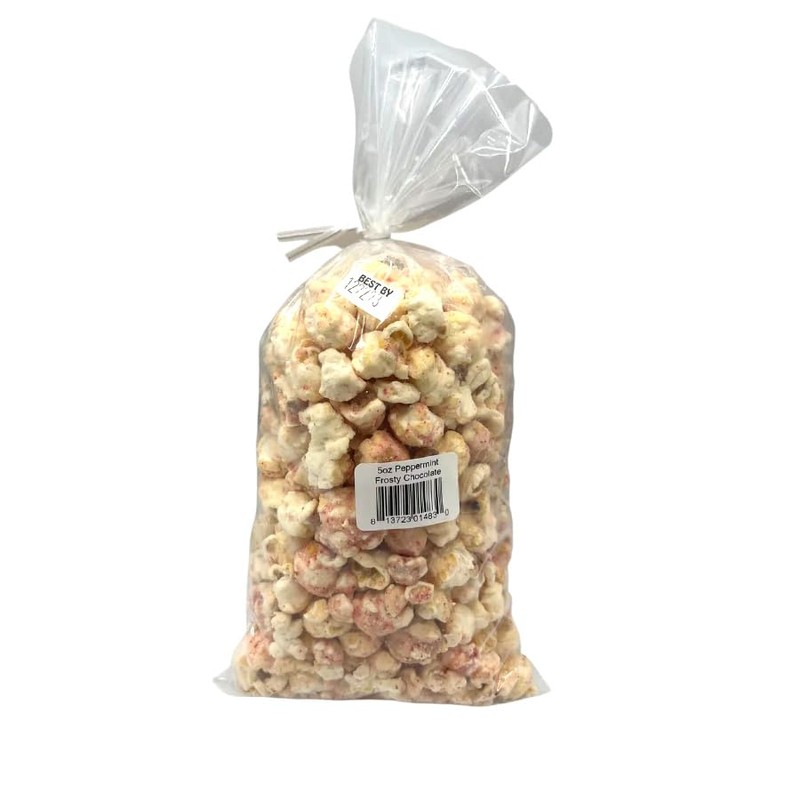 Minty, Salty, Sweet Kettle Corn in White Chocolate & Peppermint