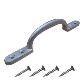 6" Galvanised Cast Iron D Handle – Hot Bed Pull Handle for Gates, Sheds, Doors & Windows – Screws Included – Pack of 1
