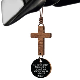 Cross for Car Mirror Hanging, Rear View Mirror Accessories - Scan Phone for Daily Bible Verse, Christian Car Accessories Charm, Jesus, Easter, Religious, Christian Gifts for Men, Women