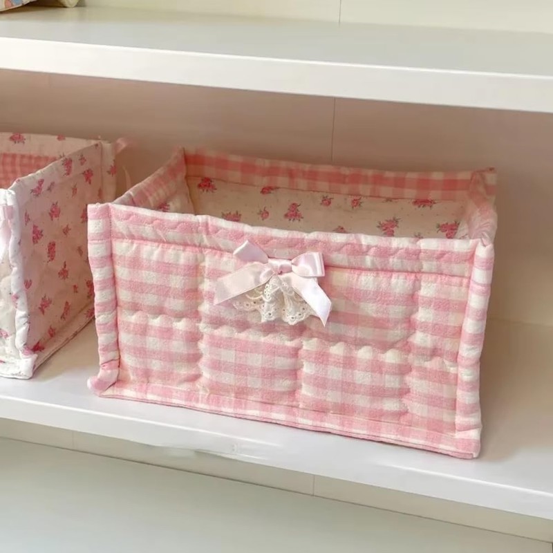 Snblzhef Fabric Quilted Storage Basket Cute Fabric Storage BOX Fabric
