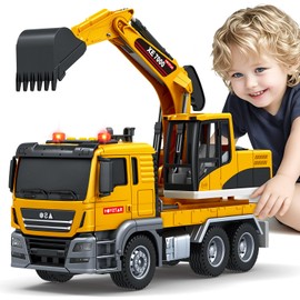 SpringFlower Large Excavator Truck Toy, 3 4 5 6 Year Old Boys Toddlers Toy Truck, Lights & Sounds Toy Excavator for Boys Age 4-7, Kids Toddles Birthday for Kids