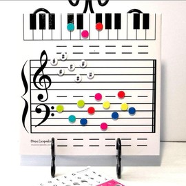 Music Whiteboard, Magnetic Whiteboard for Music Teachers with 70 Magnets Double Sided Whiteboards for Kids, Students, Musicians and Home (A)