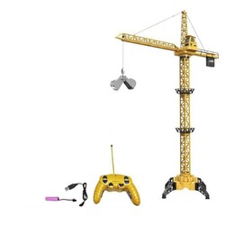 DIY Alloy 4 Channel RC Tower Crane for Kids - 50.4 Inches Remote Control Crane Toy with 2 Batteries, Rotating Lift Construction Vehicles with LED Lights, Excavator Toy for Ages 4,5,6,7,8 Boys & Girls