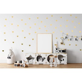 StickerDeen | Heart Shape Decoration Removable Wall Art Vinyl Decal Stickers | (Pack of 80) (Gold)