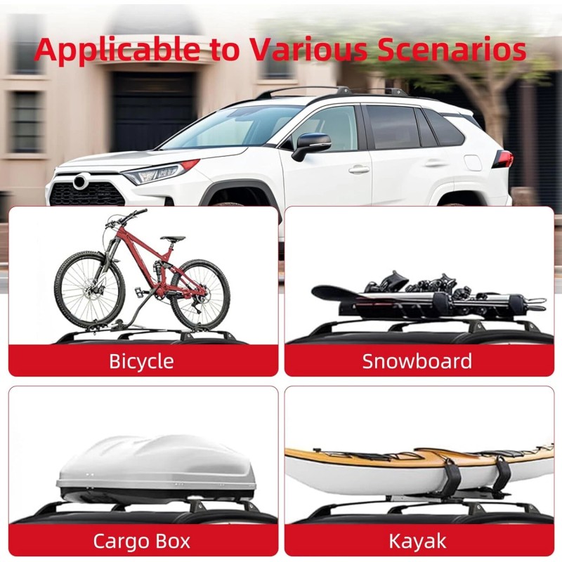 220lbs Lockable for Toyota RAV4 2019-2025 Roof Rack Rail Cross