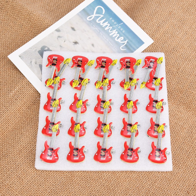 25pcs Guitar Animal LED Luminous Brooch Badge Pin Party Favors