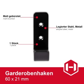 Sandra modern coat hook stainless steel coat hook, matt brushed stainless steel, 52 x 19 mm, rust-proof clothes hooks made of stainless steel V2A, incl. Mounting materials.