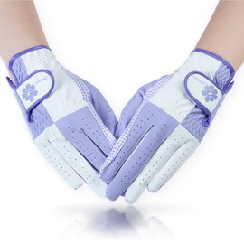PREMINNO Golf Gloves Ladies Two-Handed Ladies Golf Gloves (19 (16.5cm-17.0cm), Lavender)