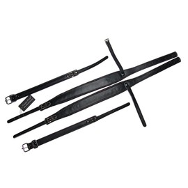 MUSIC FIRST Black Color Genuine Leather Comfortable Padded Accordion Belts 96 Bass 120 Bass Accordion Soft Shoulder Strap Set