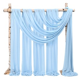 Showgeous 2 Packs of Pelmet Baby Blue 73 cm x 610 cm Tulle Photo Background Wedding Curtain Decoration White Chiffon Fabric Wedding Arch Curtains for Arbour Wedding Archway Ceremony Photography Party