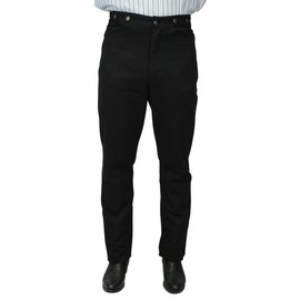 Historical Emporium Men's High Waist Classic Canvas Work Trousers, Victorian Western Pants with Suspender Buttons 34 Black
