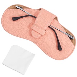 CREATCABIN Leather Sunglasses Case Portable Slim Glasses Case Soft Lightweight Eyeglass Spectacle Cases Pouch Bag Travel Protective Cover Gift for Women Men Holiday Vacation 6.9x3.4 Inch Light Salmon