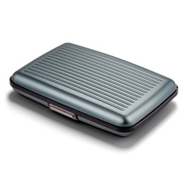 ÖGON -DESIGNS- Aluminium Card Case with Metal Closure, RFID Protection Against Fraud and Demagnetization, Compact Wallet, Model Smart Case Stockholm, Aluminium platinum, Standard size, Modern