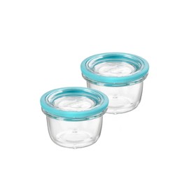 Bormioli Rocco Frigoverre Future Round Containers Set of 2, 17.25 oz Tempered Glass Food Storage with Airtight Lids - Microwave, Oven & Freezer Safe - Italian Crafted Glassware