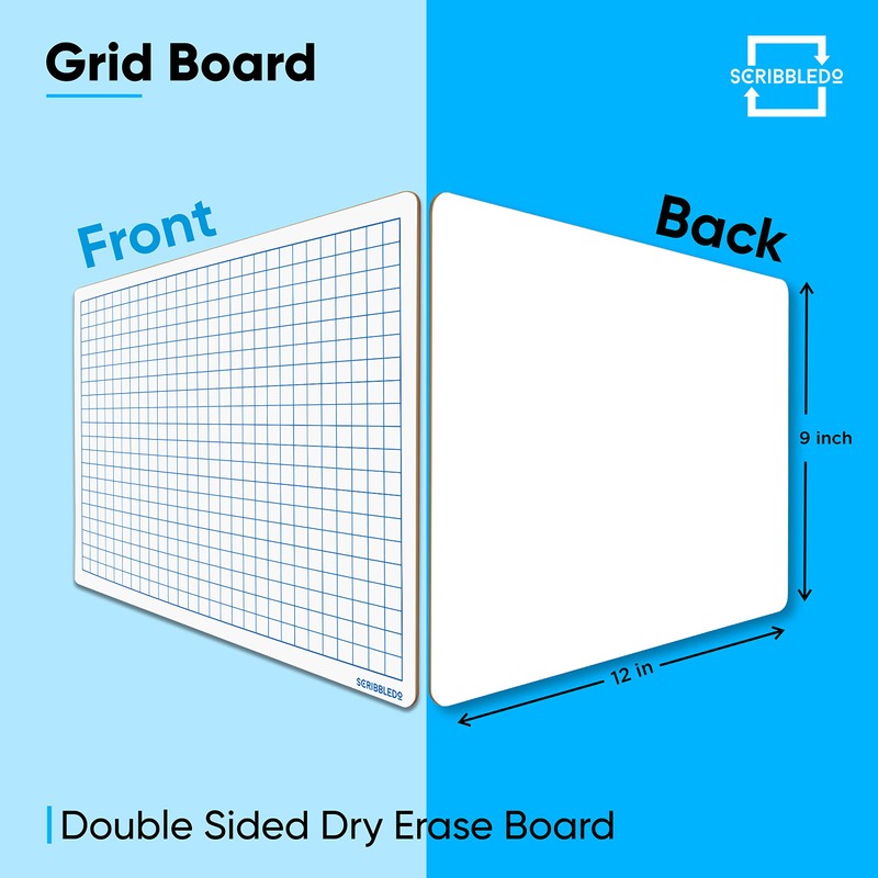 SCRIBBLEDO Dry Erase Grid Whiteboard 9" x 12" Double Sided
