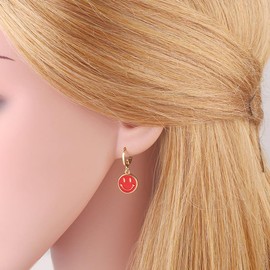 Smiley Face Earrings hoop preppy happy Lightning Bolt Heart Star Small Dangle Jewelry