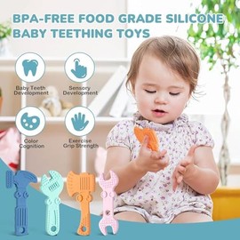 TYRY.HU Juguetes para la dentición de bebés, mordedores de silicona sin BPA, mordedores molares para bebés, alicates con llave inglesa para niños y
