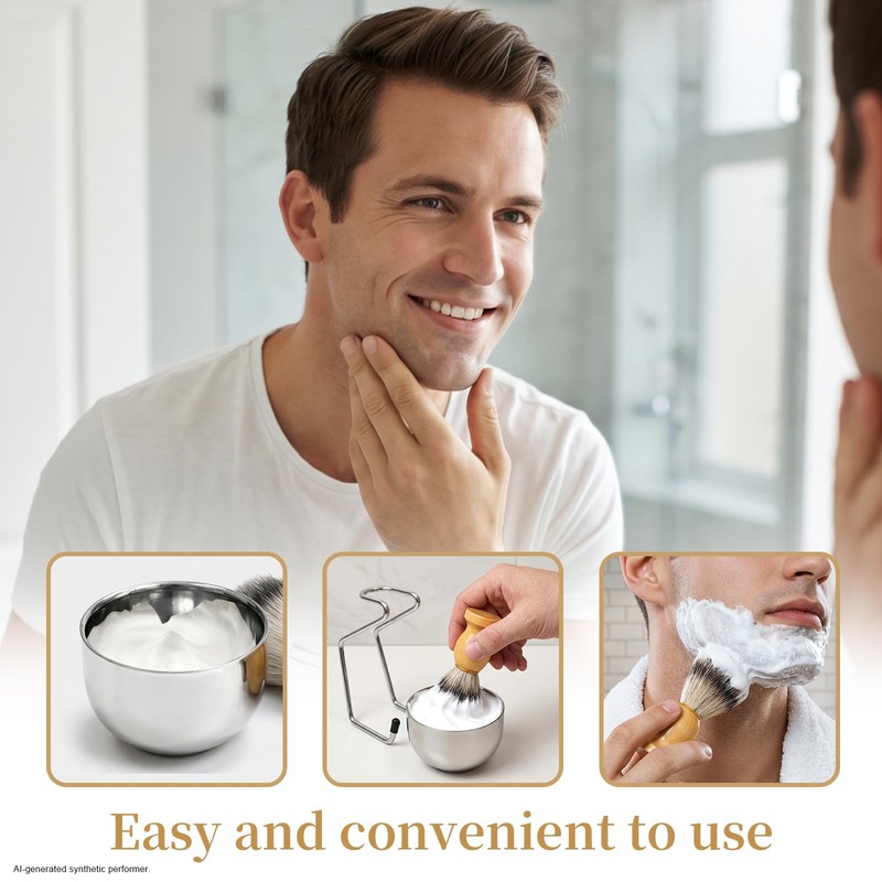 Shaving Brush and Bowl with Synthetic Badger Bristle