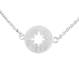 NOVICA Artisan Handcrafted Sterling Silver Anklet Brushed from Thailand No Stone Charm [9.75 in L 2 mm W Medallion 0.4 in Diam.] ' Compass'