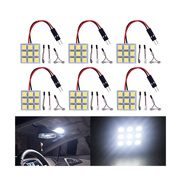 Everbrightt 6-Pack Cool White 5050 9SMD Led Panel Dome Light