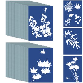 Pack of 35 Cyanotypic Paper, High Sensitivity, Photosensitive Solar Printing Paper with Acrylic Film for Children, Adults, DIY Crafts (A6, 10.5 x 14.8 cm)