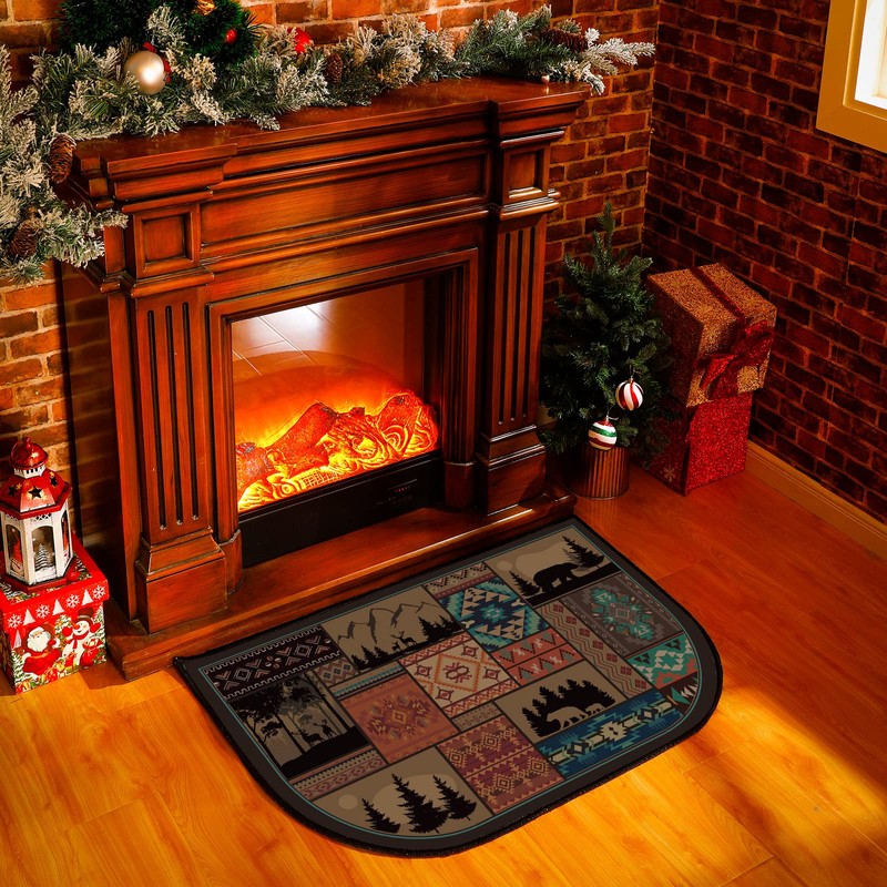 Demissle Fireplace Hearth Rug Fireplace Mats Cabin Southwestern Fireproof Fire