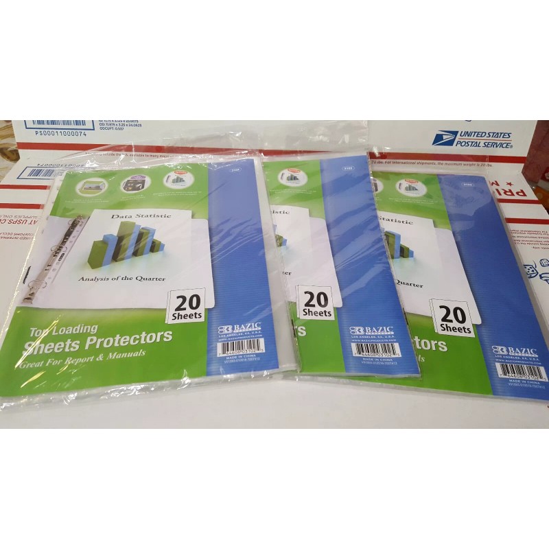 Bazic Paper sheet protector 60 count for 3 Ring Binder
