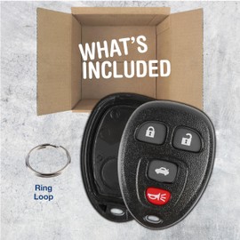 KeylessOption Key Fob Cover Case Replacement for 2006 2007 2008 2009 2010 2011 2012 2013 2014 2015 2016 Buick Cadillac Chevrolet Chevy Remote Shell, 4-Button 15912859, No Programming Required