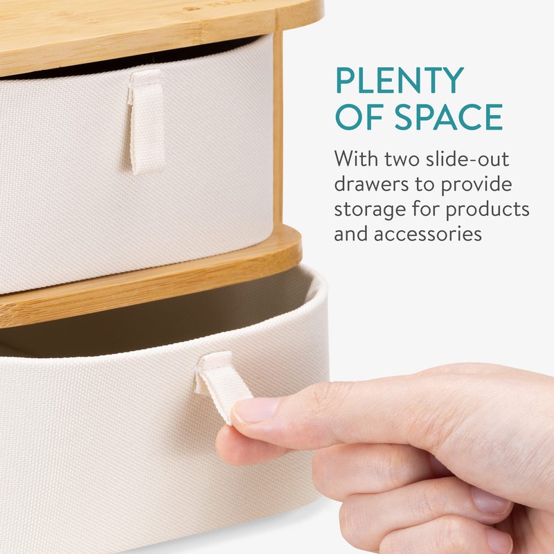 Navaris Bamboo Make-Up Organiser - Storage for Cosmetics - Organiser