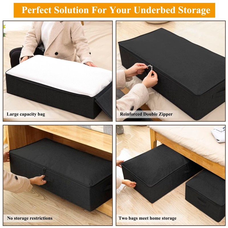 Under Bed Storage Container, 3 Pack Underbed Storage Bags With