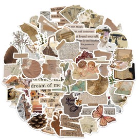 52 PCS Art Vintage Stickers, Cool Aesthetic Artistic Vinyl Waterproof Stickers for Laptop Water Bottles Computer Travel Case Guitar Skateboard Decals for Teens Kids Girls Gift (Cute Vintage)