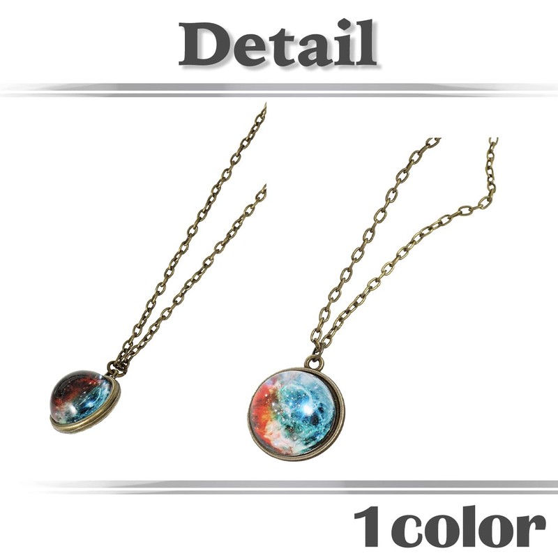 White Fang AZ331 Necklace, Starry Sky, Universe Design, Chain, Crystal,