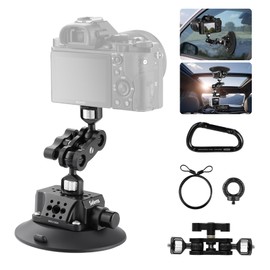 Selens 4.6"/11.7cm Suction Cup Mount with Butterfly Gimbal,Car Mount for Camera/Action Camera/Phone Holder, Mount on Car Windshield or Window，with 1/4" & 3/8" Mounting Holes for Camera