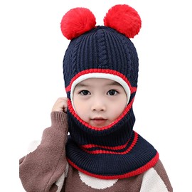 JFAN Children's Winter Hat Unisex Windproof Fleece Lined Ear Flaps Knitted Hat for 2-5 Years Multicoloured Cap, navy