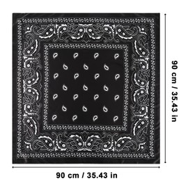 AWAYTR 35” Large Square Satin Head Scarf - Silk Hair Scarf Square Hair Bandanas Large Scarf Sleeping Head Wraps Neck Scarf for Women (Paisley(Black#1))