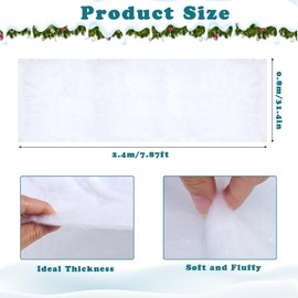 YUDAEE 80X240cm Christmas Snow Blanket Roll Fake Snow Blanket Fluffy Artificial Snow Blankets Carpet Sheets for Christmas Village,Table Runner, Xmas Tree Decoration,Winter Display Photo Props, White