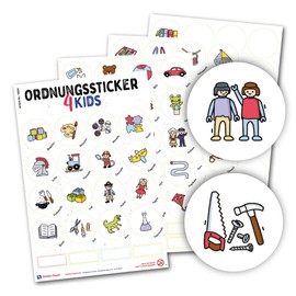 Typographus - 104 child-friendly stickers for toy boxes, boxes and furniture - keep your children's room tidy - organiser stickers, learning, storage, organiser system, coloured 2 PVC-free