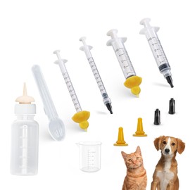 Kitten Nursing Bottle, Pet Feeding Nipple, Milk Nursing Bottles Kits for Newborn Puppy & Kitten, 1 Pet Milk Bottle, 4 Silicone Nipples, Newborn Feeding Kit for Kittens, Puppies, Rabbits, Squirrels