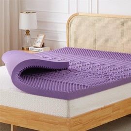 IULULU Mattress Topper, 3 Inch Full Size 5-Zone Gel Memory Foam Egg Crate Bed Topper, Targeted Support, Pressure Relief, CertiPUR-US Certified, Lavender