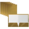 2 Pocket Glossy Laminated Metallic Gold Paper Folders, Letter Size,