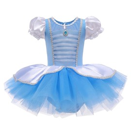 Dressy Daisy Princess Ballet Dance Costume Leotard Tutu Dress for Little Girls with Tulle Skirt Size 6-7, Blue