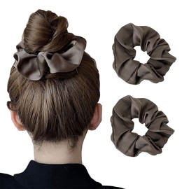 scicent Scrunchies Pack of 2 Women's Soft Silk Hair Bobbles Girls Satin Scrunchie for Long Fine or Thick Curly Hair Accessories - 507