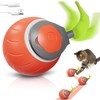 AHYDFSR Cat Toy, Interactive Cat Toy Ball with USB, 360° Self-Rotating Electronic Cat Ball, with Rope, Movable Play Ball for Cats and Dogs Indoor (Orange)