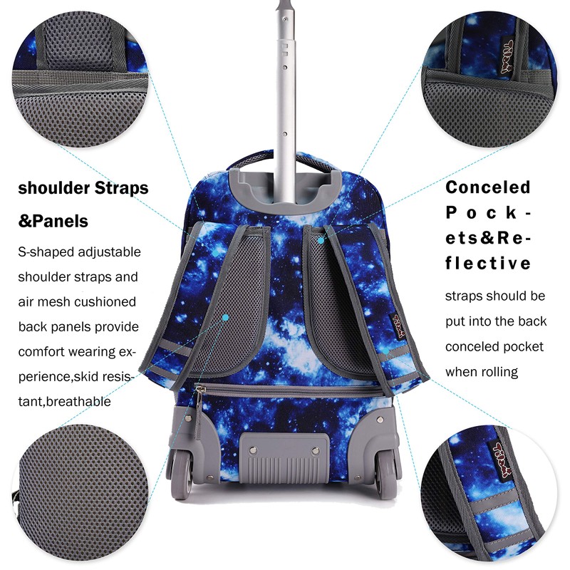 Tilami Rolling Backpack 19 inch with Lunch Bag Wheeled Laptop