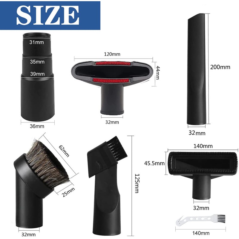 7 Pieces Set 32mm-35mm Caliber Vacuum Cleaner Accessories for Henry