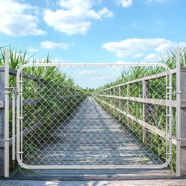 Adjustable Chain Link Fence Gate Kit,Rust-Resistant Galvanized Garden Gate for Outside,Durable Outdoor Gate for Garden Fence, Pathways, Yards, and Driveways, 26"-72" Wide x 4' High